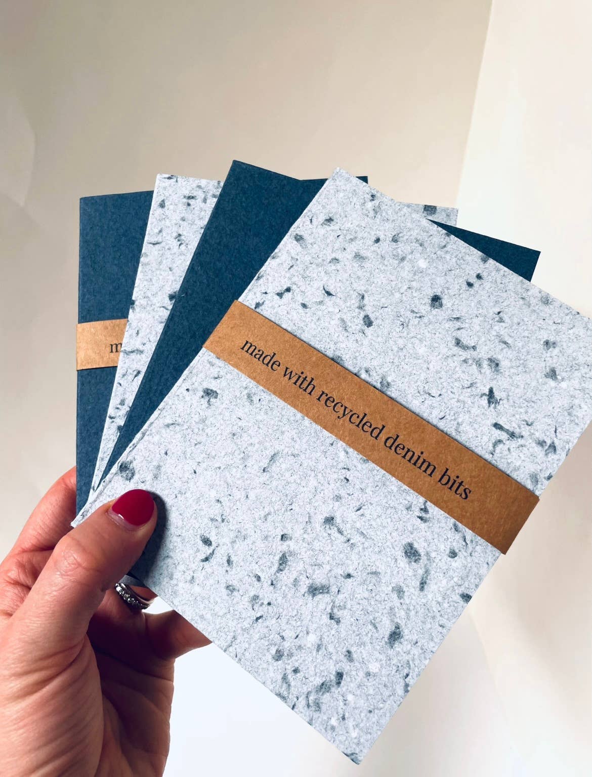 Mini Recycled Denim Confetti Notebook Eco-Friendly : Dark Denim - Three Pack