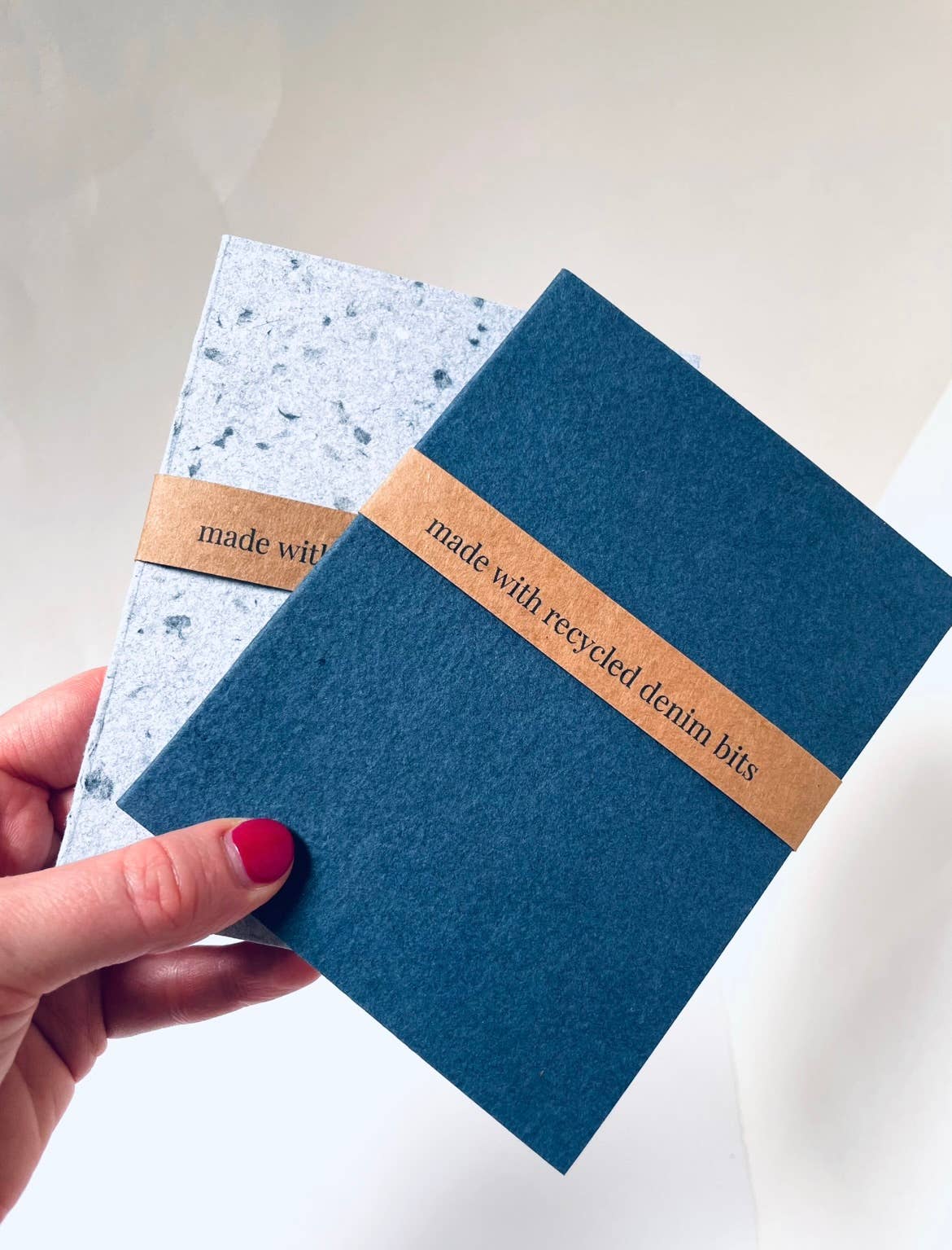 Mini Recycled Denim Confetti Notebook Eco-Friendly : Dark Denim - Three Pack