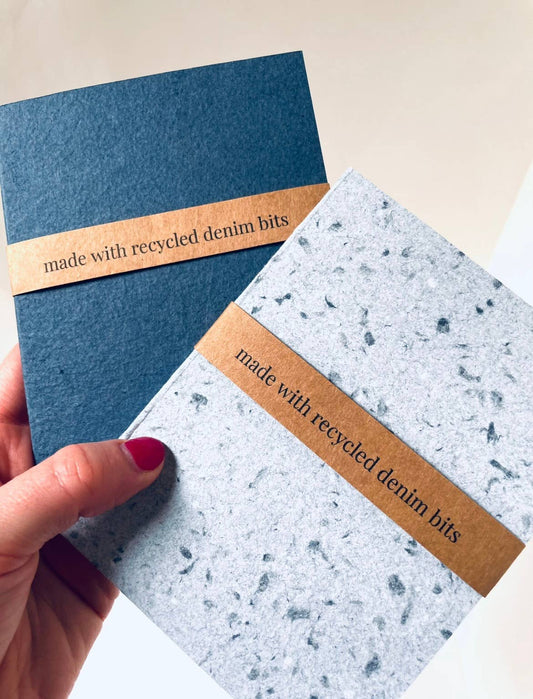 Mini Recycled Denim Confetti Notebook Eco-Friendly : Dark Denim - Three Pack